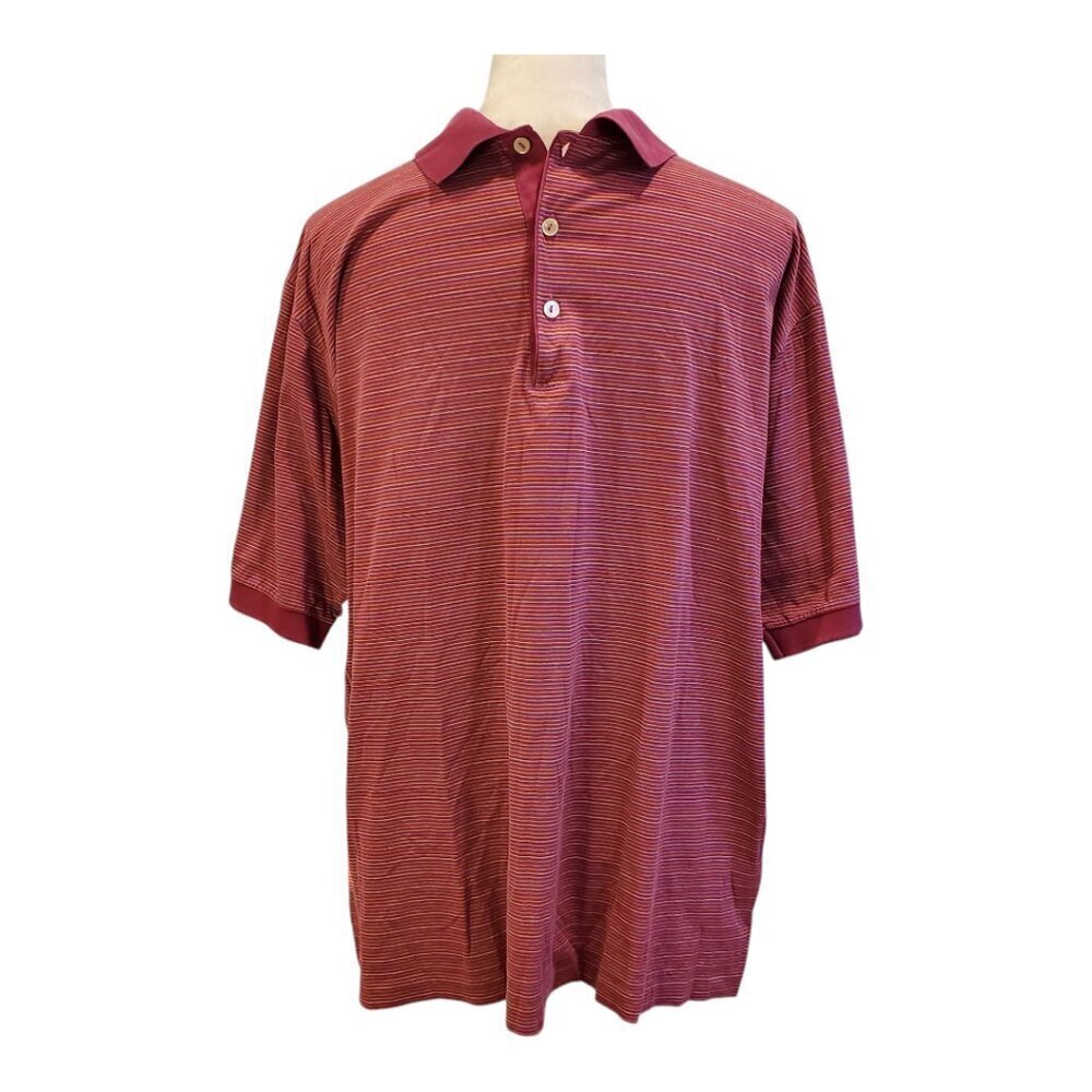 JEFF ROSE SZ L Italian made Mens Stripe 100% Cotton Knit Golf Short Sleeve Polo - Picture 2 of 8